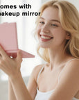 Portable Makeup Brush Set 5pc – With Mirror & Travel Case, Pink