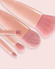 Portable Makeup Brush Set 5pc – With Mirror & Travel Case, Pink