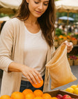 Reusable Produce Bags 6 Pack – Cotton Mesh Grocery Bags for Fruits & Vegetables