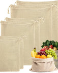 Reusable Produce Bags 6 Pack – Cotton Mesh Grocery Bags for Fruits & Vegetables
