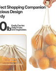 Reusable Produce Bags 6 Pack – Cotton Mesh Grocery Bags for Fruits & Vegetables