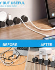 Magnetic Cable Clips 6 Pack – Swivel Adhesive Cord Organizer, Black