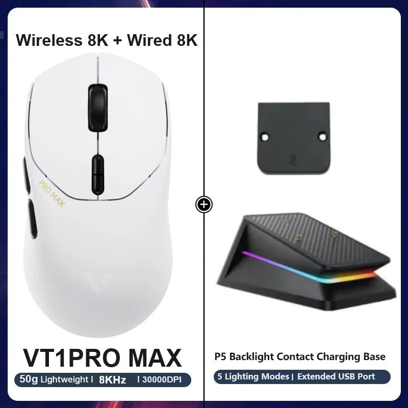 Rapoo VT1PRO/VT1PRO MA/VT3PRO/VT3PRO Max Wireless Gaming Mouse 8KHz Polling Rate 26000/30000 DPI 59g Lightweight Optical Sensor