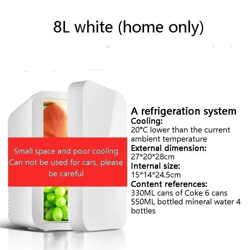 12V 220V 45W~55W 8L Mini Refrigerator Small Family Dormitory Single Door Refrigerator Car Home Dual-purpose Car Refrigerator