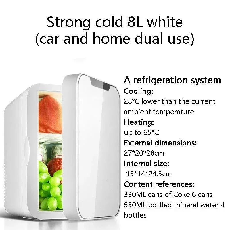 12V 220V 45W~55W 8L Mini Refrigerator Small Family Dormitory Single Door Refrigerator Car Home Dual-purpose Car Refrigerator