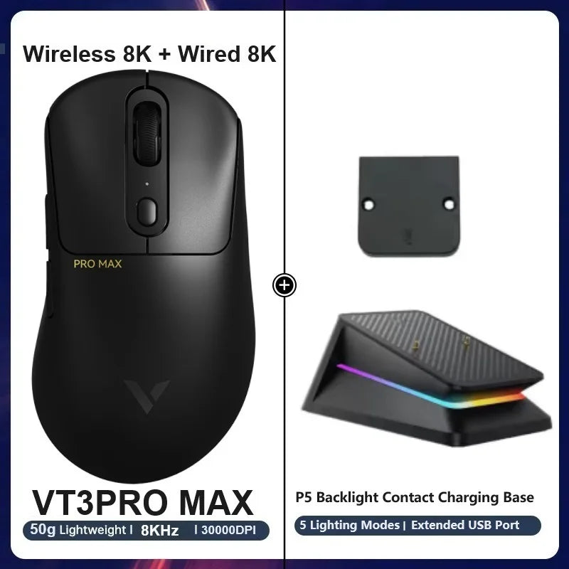Rapoo VT1PRO/VT1PRO MA/VT3PRO/VT3PRO Max Wireless Gaming Mouse 8KHz Polling Rate 26000/30000 DPI 59g Lightweight Optical Sensor
