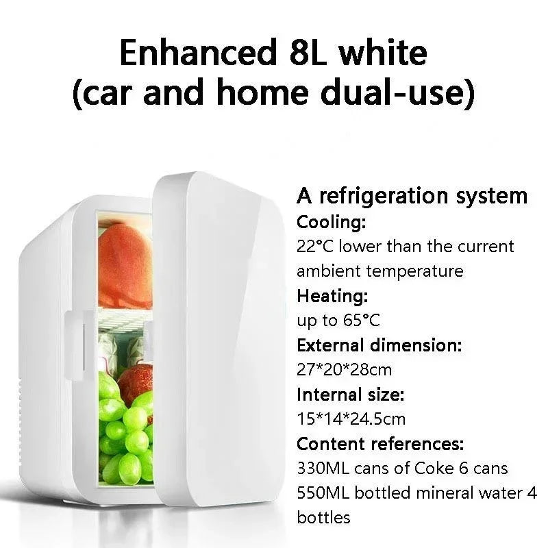 12V 220V 45W~55W 8L Mini Refrigerator Small Family Dormitory Single Door Refrigerator Car Home Dual-purpose Car Refrigerator