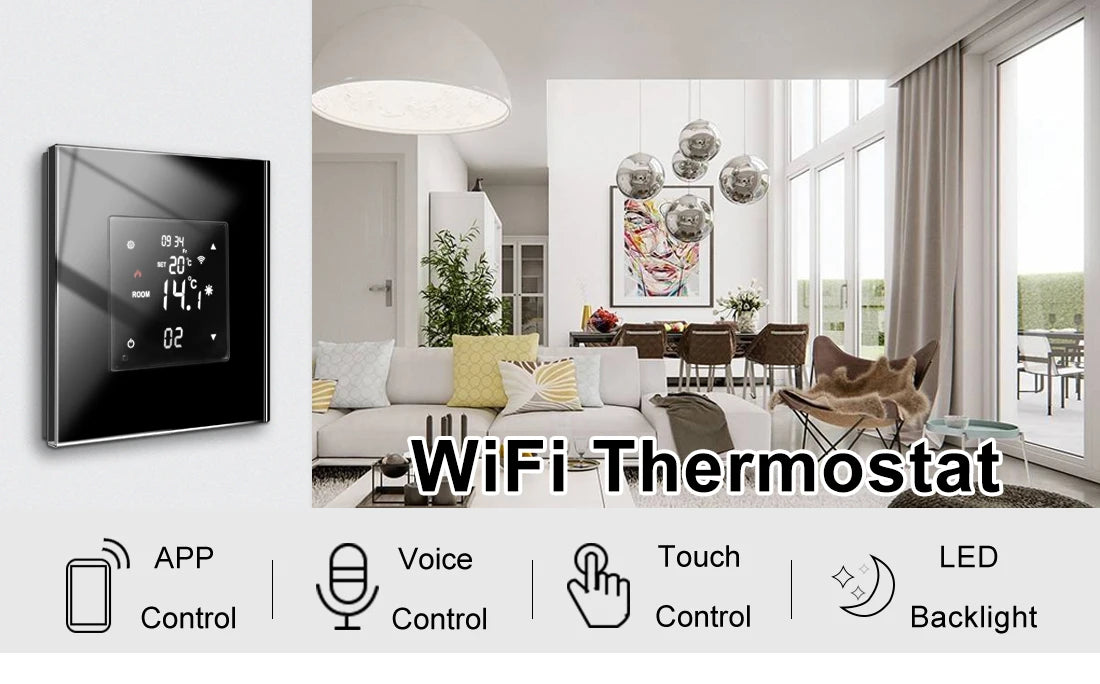 Touch Screen Thermostat Tuya WiFi Smart Remote Controller for Electric Floor Heating Water/Gas Boiler LCD Display Temperature