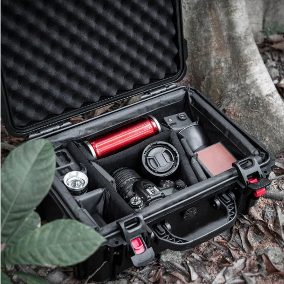 Waterproof Hard Case With Lid Storage Box And Dividers - Black Plastic Precision Instrument Case