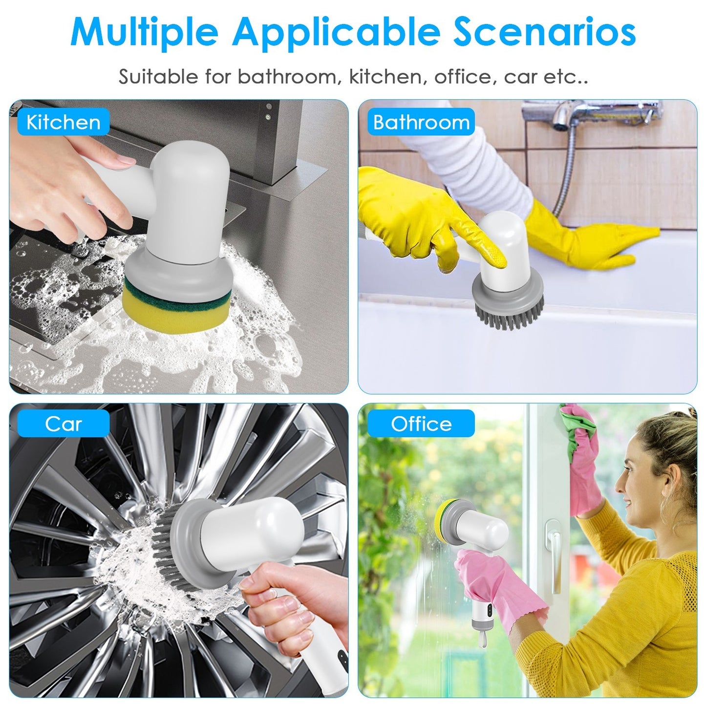 1Set Electric Handheld Spin Scrubber Cordless Cleaning Brush With 2 Rotating Speeds 3 Cleaning Brushes Rechargeable Shower Scrubber For Kitchen Dish Bathtub Sink Tile