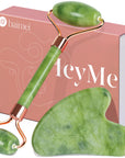 BAIMEI Gua Sha und Gesichtsroller Tool Jade Roller Gesichts- und Nackenmassagegerät Skincare Gua Sha Beruhigt und Entspannt Die Haut Skin care Geschenk für Frauen