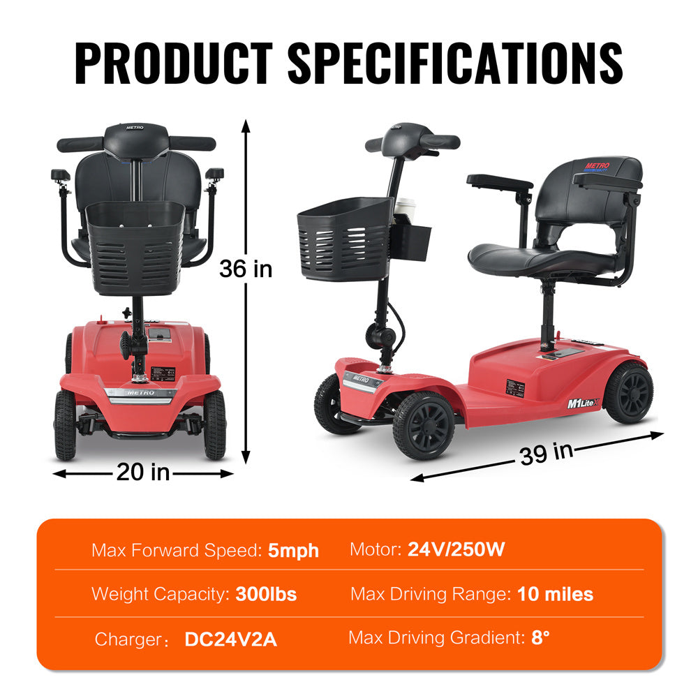 Foldable Seated EScooter W250W Motor Dual LED Lights