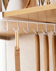 Under-Shelf Hanging Organizer with 6 Hooks – White Metal Kitchen Rack