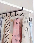 Under-Shelf Hanging Organizer with 6 Hooks – White Metal Kitchen Rack