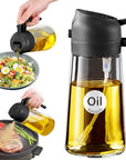 Glass Olive Oil Sprayer 16oz – 2-in-1 Mister & Dispenser Bottle for Cooking