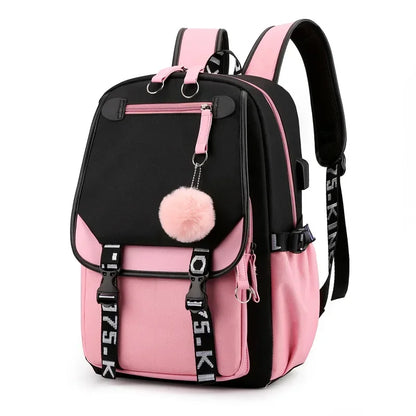 Korean Style High School Backpack for Teenage Girl Fashion Black White Student Girls Backpack Schoolbag Cute Book Bag