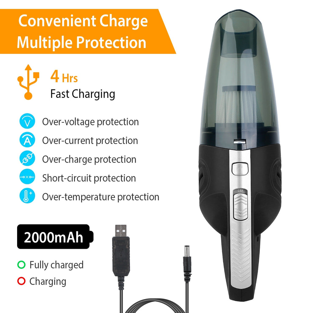 Car Handheld Vacuum Cleaner Cordless Rechargeable Hand Vacuum Portable Strong Suction Vacuum With Hose Nuzzle Brush For Dust Pet Hair
