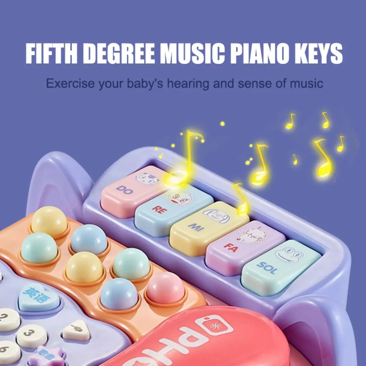 Baby Phone, Toy Baby Toy Phone Cartoon Baby Piano Music Light Toy Children Pretend Phone, Kids Cell Phone Girl with Light Parent