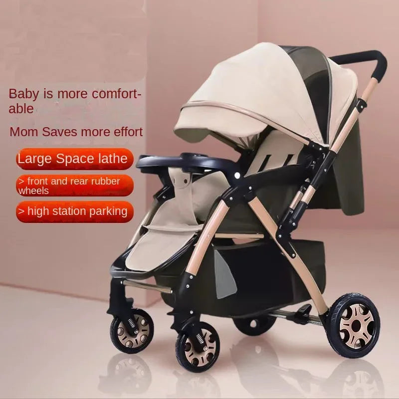 Baby Stroller Lightweight Foldable High Landscape Travel Stroller Newborn Baby Two-Way Seat Four Wheel Baby Stroller 3 in 1