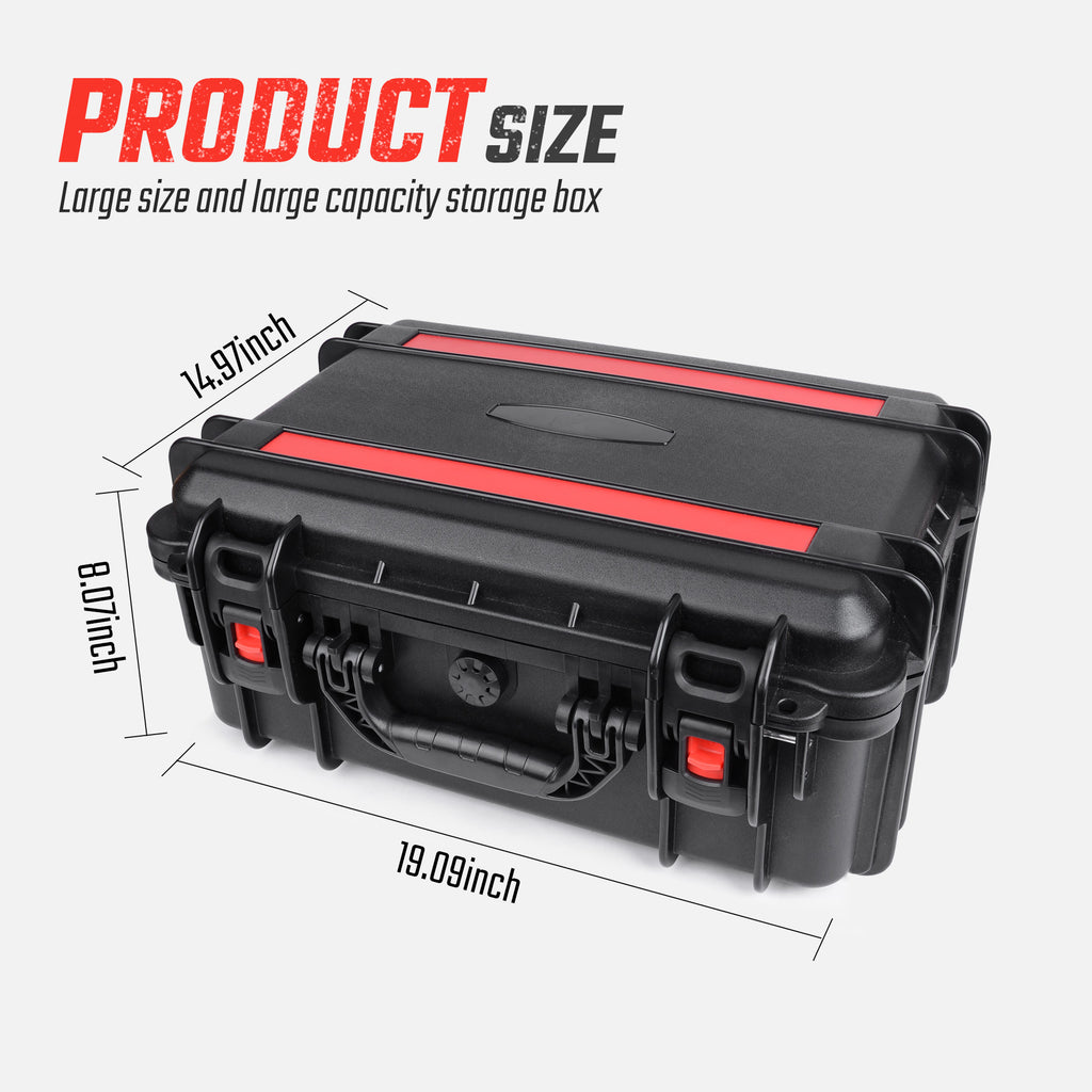Waterproof Hard Case With Lid Storage Box And Dividers - Black Plastic Precision Instrument Case