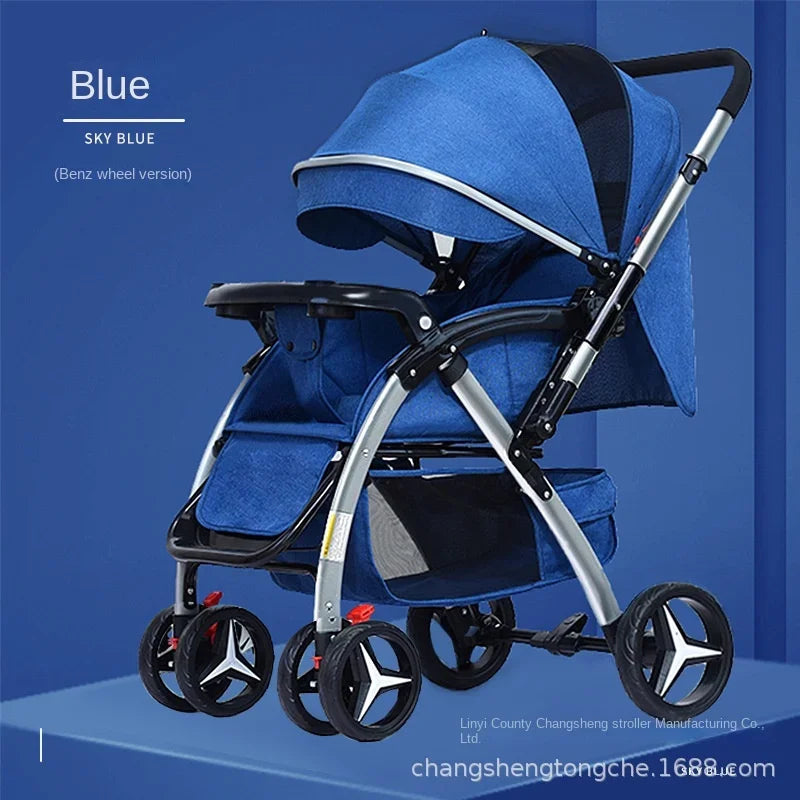 Baby Stroller Lightweight Foldable High Landscape Travel Stroller Newborn Baby Two-Way Seat Four Wheel Baby Stroller 3 in 1