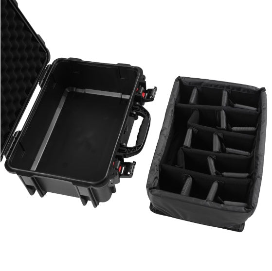 Waterproof Hard Case With Lid Storage Box And Dividers - Black Plastic Precision Instrument Case