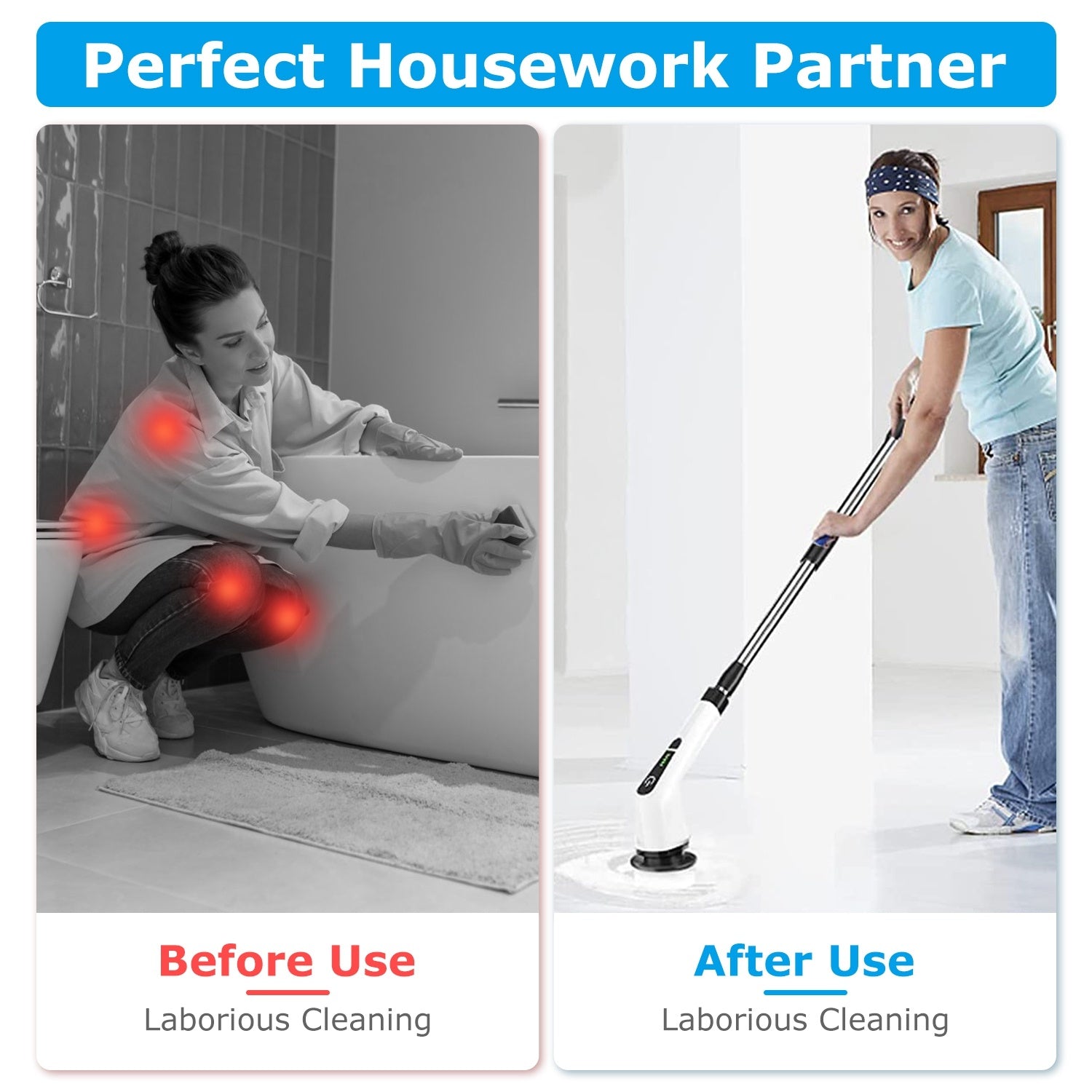 1Pc Electric Spin Scrubber Cordless Rechargeable Telescopic Cleaning Brush 8 Replaceable Heads 2 Speed Adjustable Extension Arm Bathroom Tub Tile Floor