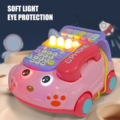 Baby Phone, Toy Baby Toy Phone Cartoon Baby Piano Music Light Toy Children Pretend Phone, Kids Cell Phone Girl with Light Parent