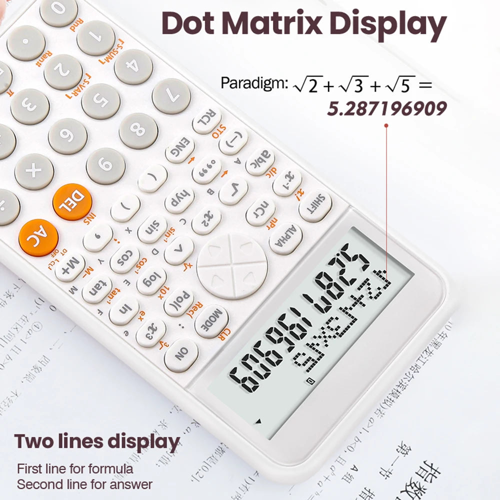 Scientific Calculators Cute Desktop Calculator with 240 Functions 2 Line LCD Screen Ideal for Students School Office