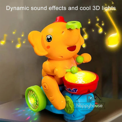 Musical Walking Elephant Drummer Toys for Kid Musical Toy with LED Light Music Sensory Activity Toys Learning Educational Toys