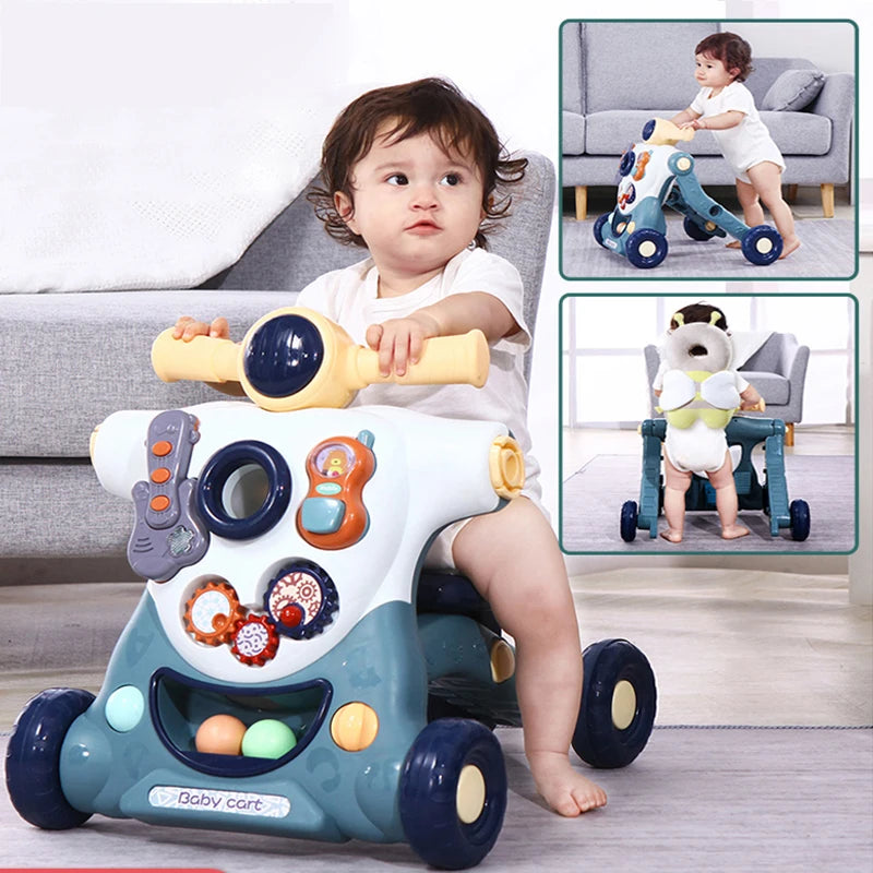 3 in 1 Multifunction Baby Walker Balance Car Bike Toddler Four Wheels Trolley Stable Adjustable Learning Walking Toddler Toys