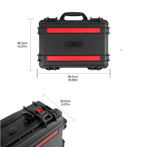 Waterproof Hard Case With Lid Storage Box And Dividers - Black Plastic Precision Instrument Case