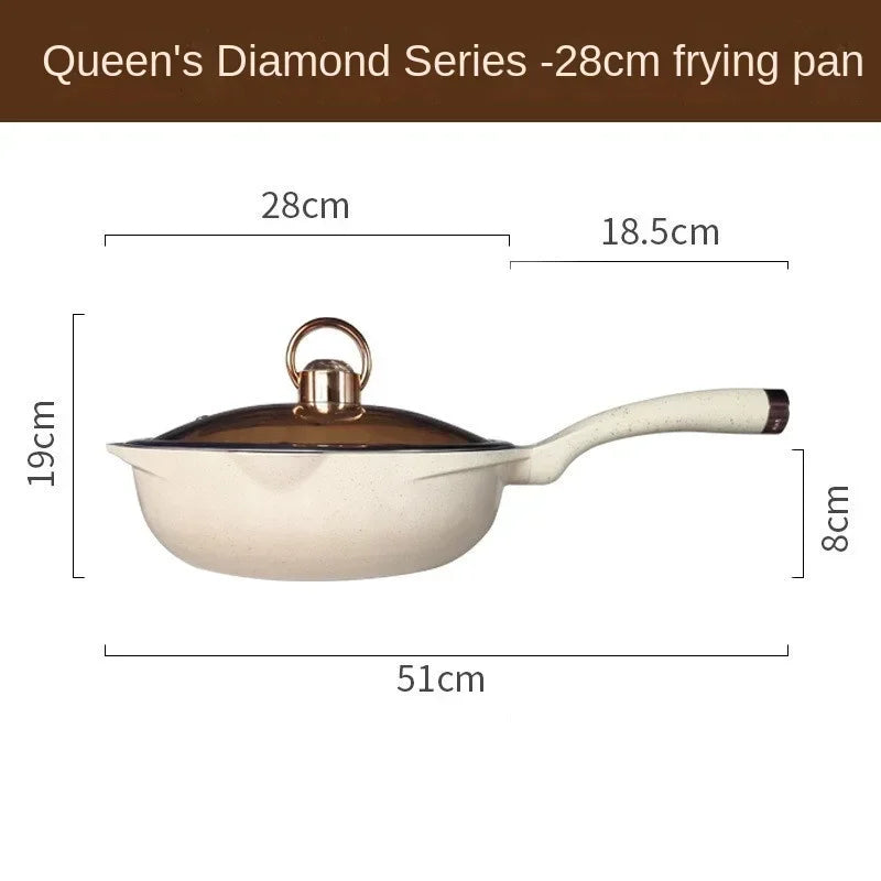 Diamond Queen Series Frying Pan Non-Stick Frying Pan Pan for Household Stockpot Gas Induction Cooker