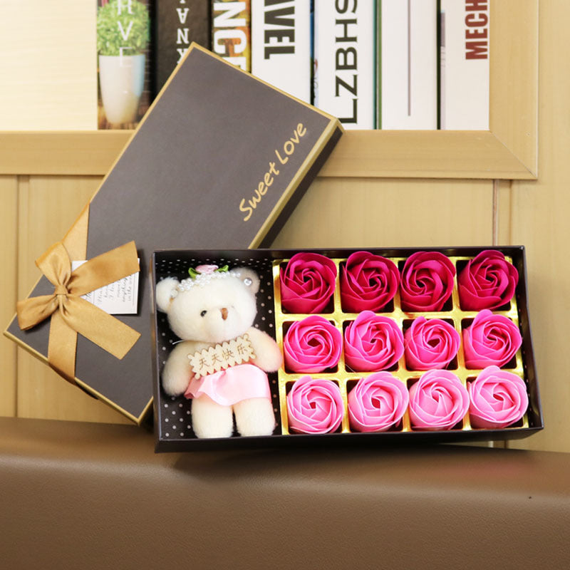 18 rose gradient soap flower gift set