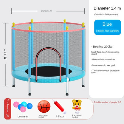 Jumping Diameter 1.4M Trampoline Bed High Safety Net Trampoline Table 1-2 Kids Indoor Bounce Bed Birthday Gift