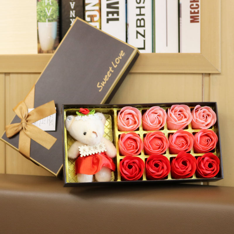 18 rose gradient soap flower gift set
