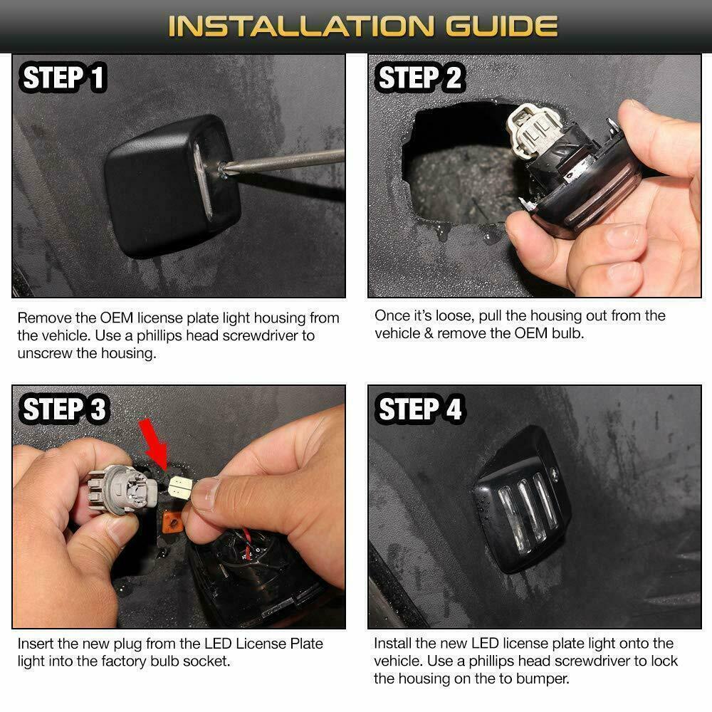 White LED Tag License Plate Light Bulbs Assembly Kit