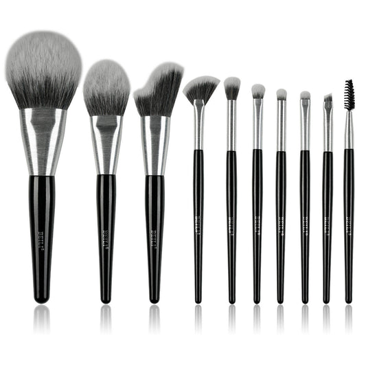 Beili Christmas Gift Makeup Brush Set Of 10, Kabuki Brushes With Synthetic Hair For Foundation, Concealer, And Eyeshadow.
