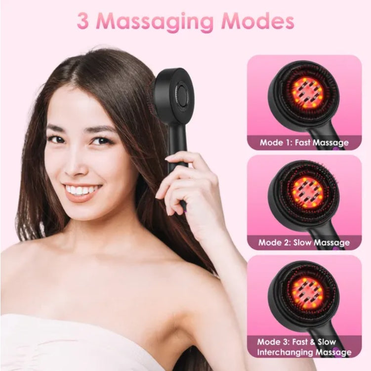 3 In 1 Red Light Scalp Massager Brush Cordless Hair Oil Applicator Massage Comb With 3 Modes Rechargeable IPX7 Waterproof
