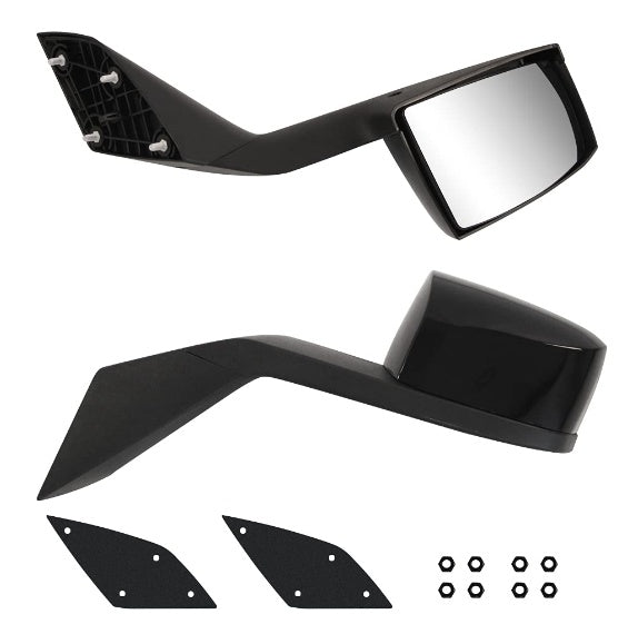 Black Hood Mirror Assembly Kit Replacement With Mounting Kit