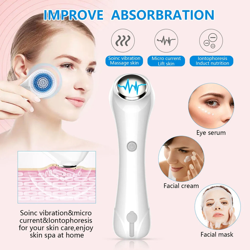 Facial Cleansing Brush, Brush For Exfoliating, IPX7 Waterproof 3 In 1 For Massaging, Deep Cleansing Rechargeable With 4 Brush Head Replacements, White