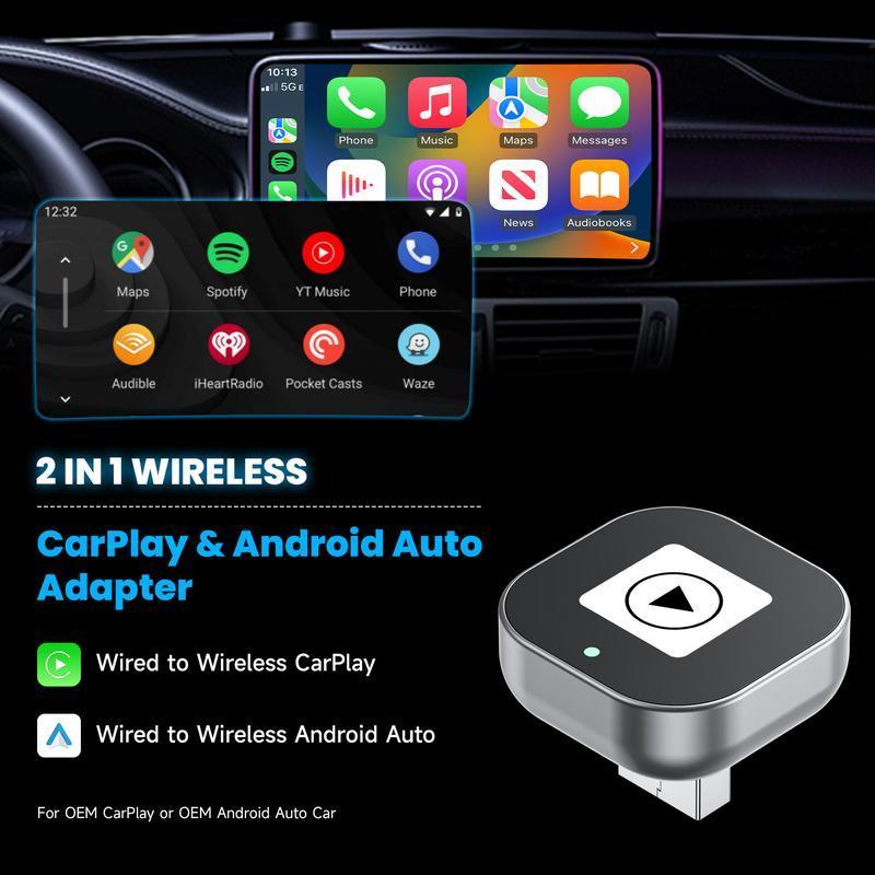 2025 Wireless CarPlay Adapter For IPhone And Android Fast Connection No Delay Hands-free Calling Wireless Car Electronics Adapter