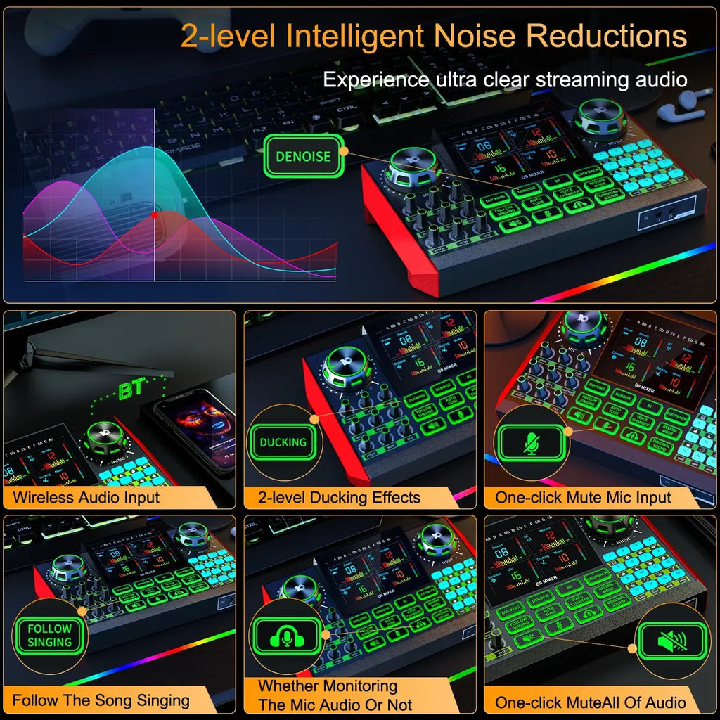 Tenlamp G9-BM800 Sound Card Set, The Best Choice For Freelance Creators, For Live Streaming, Singing, And Video Producers