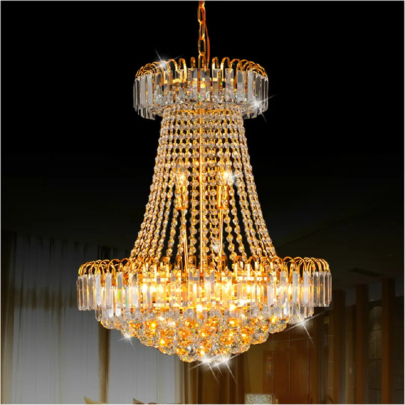 Luxury Golden Crystal Chandelier Light Stair Light LED Flush Chandelier Lustres De Cristais Lustre Cristal Diameter 40 60 80CM