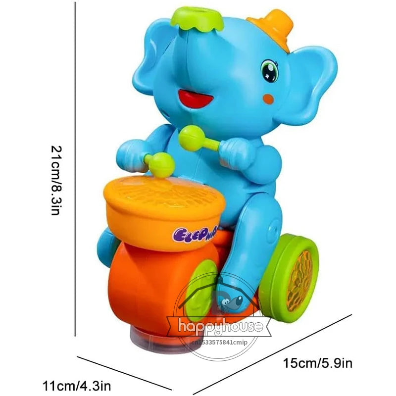 Musical Walking Elephant Drummer Toys for Kid Musical Toy with LED Light Music Sensory Activity Toys Learning Educational Toys