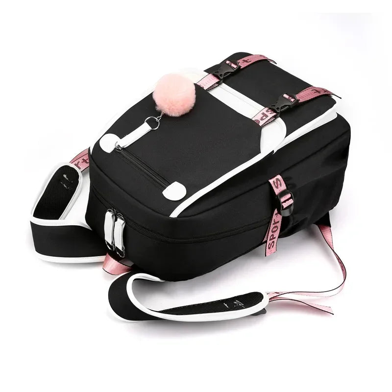 Korean Style High School Backpack for Teenage Girl Fashion Black White Student Girls Backpack Schoolbag Cute Book Bag