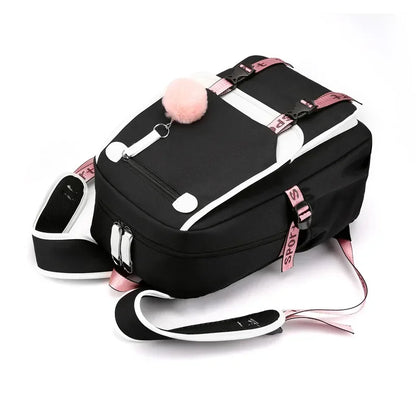 Korean Style High School Backpack for Teenage Girl Fashion Black White Student Girls Backpack Schoolbag Cute Book Bag