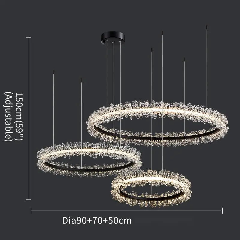 Luxury Crystal Gold Ring Led Chandelier Living Room Dining Room Bedroom Design Ring Chandelier Home Decoration Crystal Lamp