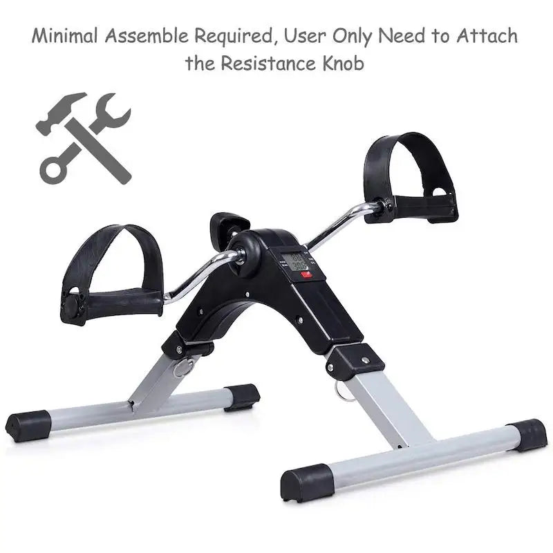 Portable Folding Fitness Pedal Stationary under Desk Indoor Exercise Bike for Arms, Legs, Physical Therapy with Calorie Counter