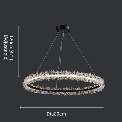 Luxury Crystal Gold Ring Led Chandelier Living Room Dining Room Bedroom Design Ring Chandelier Home Decoration Crystal Lamp